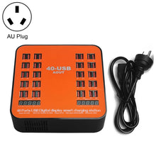 Load image into Gallery viewer, WLX-840 200W 40 Ports USB Digital Display Smart Charging Station AC100-240V, AU Plug (Black+Orange)