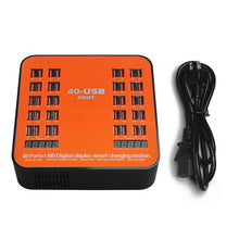 Load image into Gallery viewer, WLX-840 200W 40 Ports USB Digital Display Smart Charging Station AC100-240V, US Plug (Black+Orange)