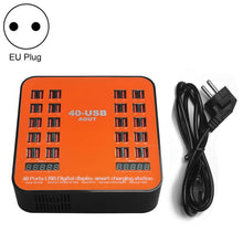 Load image into Gallery viewer, WLX-840 200W 40 Ports USB Digital Display Smart Charging Station AC100-240V, EU Plug (Black+Orange)