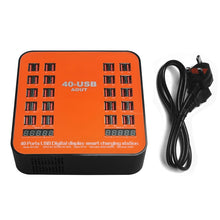 Load image into Gallery viewer, WLX-840 200W 40 Ports USB Digital Display Smart Charging Station AC100-240V, UK Plug (Black+Orange)