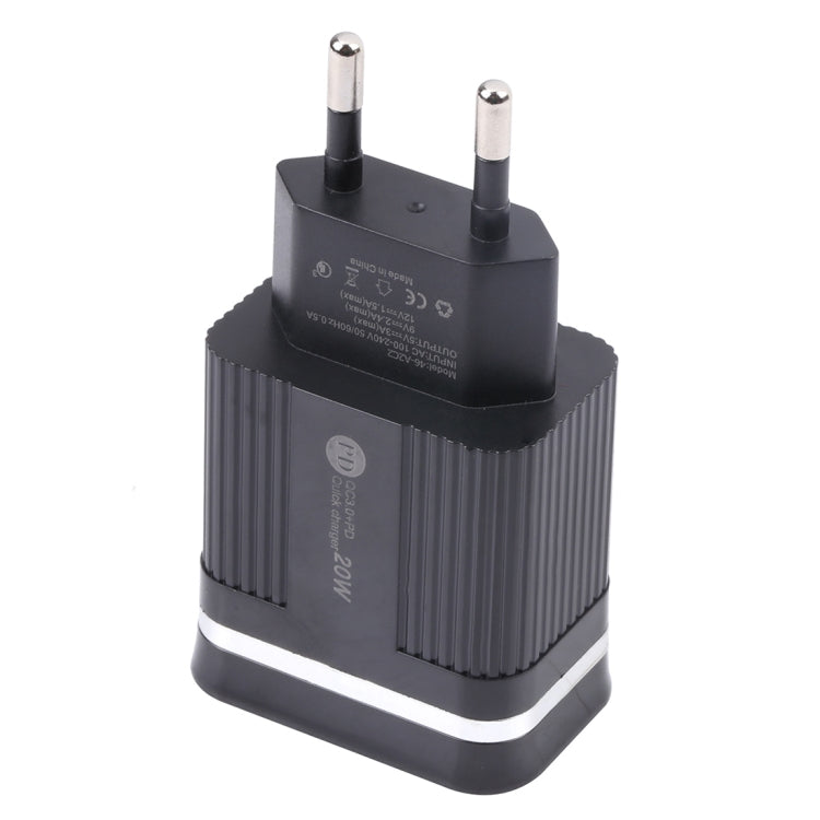 46-A2C2 20W PD + QC3.0 USB Multifunction Fast Charger，EU Plug