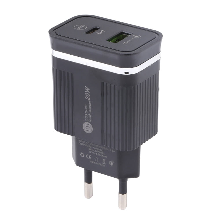 46-A2C2 20W PD + QC3.0 USB Multifunction Fast Charger，EU Plug