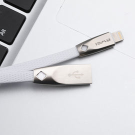 AWEI CL-95 USB to 8 Pin Portable Quick Charging TPE + Aluminum Alloy Data Cable, 2A, Length: 1m