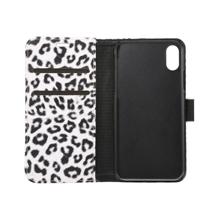 For iPhone X Leopard Pattern PU + PC Horizontal Flip Leather Protective Case with Holder & Card Slots