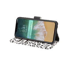 Load image into Gallery viewer, For iPhone X Leopard Pattern PU + PC Horizontal Flip Leather Protective Case with Holder &amp; Card Slots