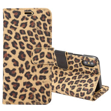 Load image into Gallery viewer, For iPhone X Leopard Pattern PU + PC Horizontal Flip Leather Protective Case with Holder &amp; Card Slots