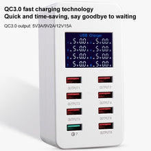 Load image into Gallery viewer, A8 50W 8 Ports USB + QC3.0 Smart Charging Station with Digital Display AC100-240V, AU Plug