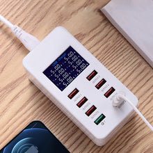Load image into Gallery viewer, A8 50W 8 Ports USB + QC3.0 Smart Charging Station with Digital Display AC100-240V, UK Plug