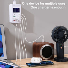 Load image into Gallery viewer, A8T 60W 8 Ports USB + QC3.0 + PD Type-C Smart Charging Station with Digital Display AC100-240V, EU Plug, A8T EU Plug