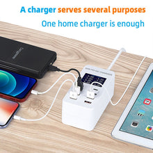 Load image into Gallery viewer, A8T 60W 8 Ports USB + QC3.0 + PD Type-C Smart Charging Station with Digital Display AC100-240V, EU Plug, A8T EU Plug