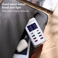 Load image into Gallery viewer, A8T 60W 8 Ports USB + QC3.0 + PD Type-C Smart Charging Station with Digital Display AC100-240V, UK Plug, A8T UK Plug