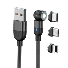 Load image into Gallery viewer, 1m 3A Output 3 in 1 USB to 8 Pin + USB-C / Type-C + Micro USB 540 Degree Rotating Magnetic Data Sync Charging Cable