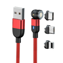 Load image into Gallery viewer, 1m 3A Output 3 in 1 USB to 8 Pin + USB-C / Type-C + Micro USB 540 Degree Rotating Magnetic Data Sync Charging Cable, 1m 3 in 1