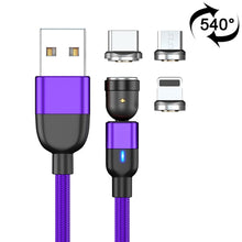 Load image into Gallery viewer, 2m 3A Output 3 in 1 USB to 8 Pin + USB-C / Type-C + Micro USB 540 Degree Rotating Magnetic Data Sync Charging Cable, 2m 3 in 1