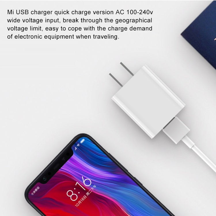 Original Xiaomi 18W Wall Charger Adapter Single Port USB Quick Charger, US Plug