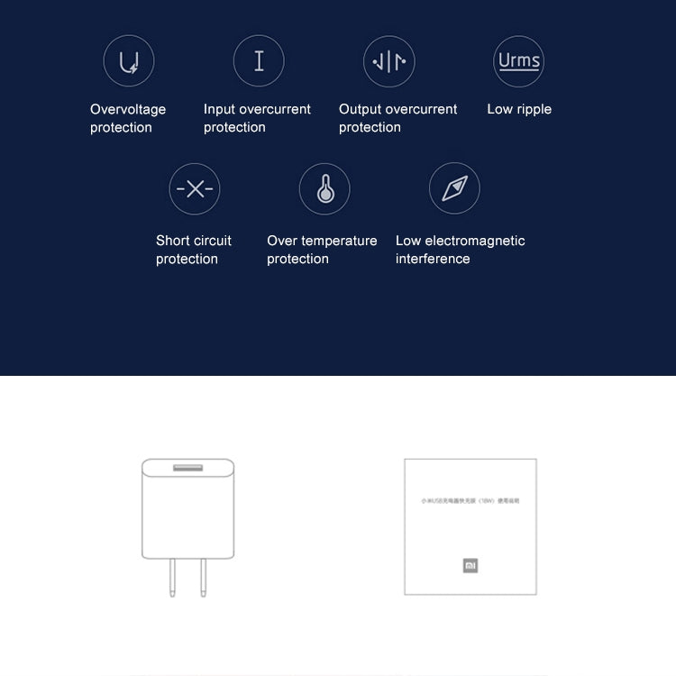 Original Xiaomi 18W Wall Charger Adapter Single Port USB Quick Charger, US Plug