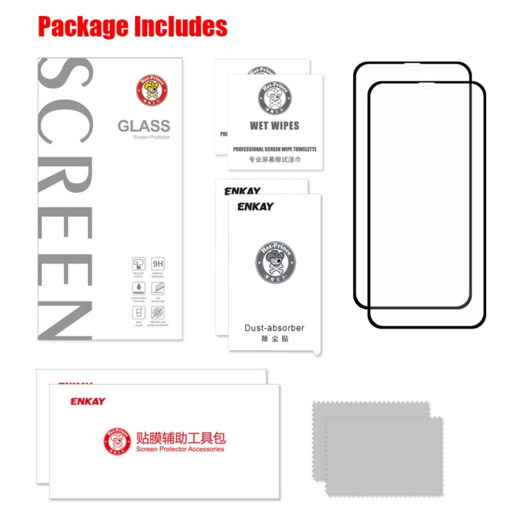 For iPhone XS Max 2pcs ENKAY Hat-Prince 0.2mm 9H 2.5D Full Screen Tempered Glass Film