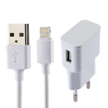 Load image into Gallery viewer, For iPhone 5V 2.1A Intellgent Identification USB Charger with 1m USB to 8 Pin Charging Cable, EU Plug