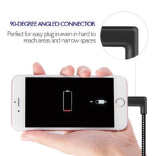 Load image into Gallery viewer, 1m 2A USB to 8 Pin Nylon Weave Style Double Elbow Data Sync Charging Cable