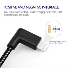 Load image into Gallery viewer, 1m 2A USB to 8 Pin Nylon Weave Style Double Elbow Data Sync Charging Cable