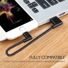 Load image into Gallery viewer, 1m 2A USB to 8 Pin Nylon Weave Style Double Elbow Data Sync Charging Cable