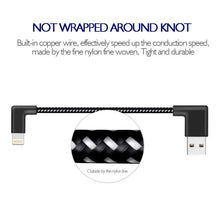 Load image into Gallery viewer, 1m 2A USB to 8 Pin Nylon Weave Style Double Elbow Data Sync Charging Cable