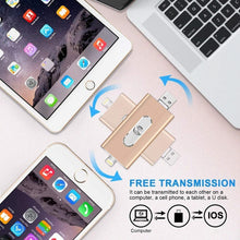 Load image into Gallery viewer, RQW-02 3 in 1 USB 2.0 &amp; 8 Pin &amp; Micro USB 32GB Flash Drive, RQW-02 Blue
