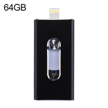 Load image into Gallery viewer, RQW-02 3 in 1 USB 2.0 &amp; 8 Pin &amp; Micro USB 64GB Flash Drive, RQW-02 Black