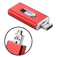 Load image into Gallery viewer, RQW-02 3 in 1 USB 2.0 &amp; 8 Pin &amp; Micro USB 64GB Flash Drive, RQW-02 Red