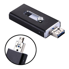 Load image into Gallery viewer, RQW-02 3 in 1 USB 2.0 &amp; 8 Pin &amp; Micro USB 128GB Flash Drive, RQW-02 Black