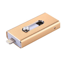 Load image into Gallery viewer, RQW-02 3 in 1 USB 2.0 &amp; 8 Pin &amp; Micro USB 128GB Flash Drive, RQW-02 Gold