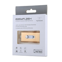 Load image into Gallery viewer, RQW-02 3 in 1 USB 2.0 &amp; 8 Pin &amp; Micro USB 128GB Flash Drive, RQW-02 Gold
