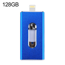 Load image into Gallery viewer, RQW-02 3 in 1 USB 2.0 &amp; 8 Pin &amp; Micro USB 128GB Flash Drive, RQW-02 Blue