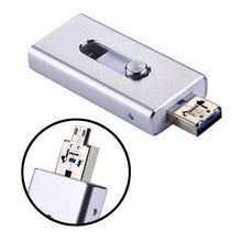 Load image into Gallery viewer, RQW-02 3 in 1 USB 2.0 &amp; 8 Pin &amp; Micro USB 128GB Flash Drive