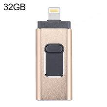 Load image into Gallery viewer, easyflash RQW-01B 3 in 1 USB 2.0 &amp; 8 Pin &amp; Micro USB 32GB Flash Drive, RQW-01B Gold