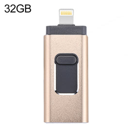 easyflash RQW-01B 3 in 1 USB 2.0 & 8 Pin & Micro USB 32GB Flash Drive, RQW-01B Gold