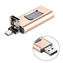 Load image into Gallery viewer, easyflash RQW-01B 3 in 1 USB 2.0 &amp; 8 Pin &amp; Micro USB 32GB Flash Drive, RQW-01B Gold