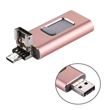 Load image into Gallery viewer, easyflash RQW-01B 3 in 1 USB 2.0 &amp; 8 Pin &amp; Micro USB 32GB Flash Drive, RQW-01B Rose Gold