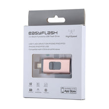 Load image into Gallery viewer, easyflash RQW-01B 3 in 1 USB 2.0 &amp; 8 Pin &amp; Micro USB 32GB Flash Drive, RQW-01B Rose Gold