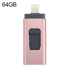 Load image into Gallery viewer, easyflash RQW-01B 3 in 1 USB 2.0 &amp; 8 Pin &amp; Micro USB 64GB Flash Drive, RQW-01B Rose Gold