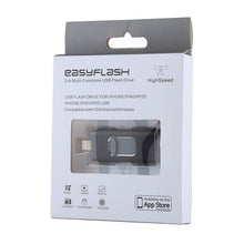 Load image into Gallery viewer, easyflash RQW-01B 3 in 1 USB 2.0 &amp; 8 Pin &amp; Micro USB 128GB Flash Drive, RQW-01B Black