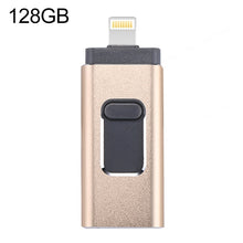Load image into Gallery viewer, easyflash RQW-01B 3 in 1 USB 2.0 &amp; 8 Pin &amp; Micro USB 128GB Flash Drive, RQW-01B Gold