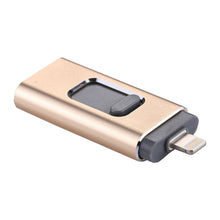 Load image into Gallery viewer, easyflash RQW-01B 3 in 1 USB 2.0 &amp; 8 Pin &amp; Micro USB 128GB Flash Drive, RQW-01B Gold