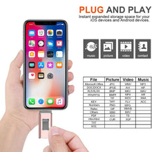 Load image into Gallery viewer, easyflash RQW-01B 3 in 1 USB 2.0 &amp; 8 Pin &amp; Micro USB 128GB Flash Drive