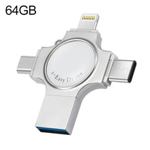 Load image into Gallery viewer, RQW-11S 4 in 1 USB 2.0 &amp; 8 Pin &amp; Micro USB &amp; USB-C / Type-C 64GB Flash Drive