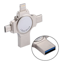 Load image into Gallery viewer, RQW-11S 4 in 1 USB 2.0 &amp; 8 Pin &amp; Micro USB &amp; USB-C / Type-C 128GB Flash Drive