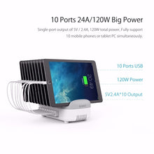 Load image into Gallery viewer, ORICO DUK-10P 120W 10 USB Ports Smart Charging Station with Phone &amp; Tablet Stand, EU Plug, EU Plug(White), EU Plug(Black), US Plug(Black), US Plug(White), UK Plug(Black), UK Plug(White), AU Plug(Black), AU Plug(White)