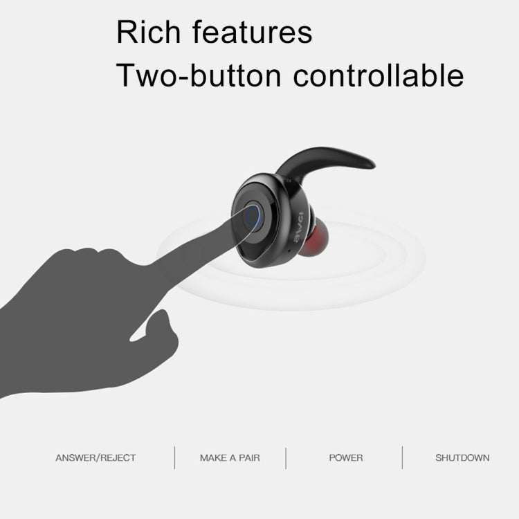 AWEI T1 Sports Headset IPX4 Waterproof Wireless Bluetooth V4.2 Stereo Earphone, Support TWS