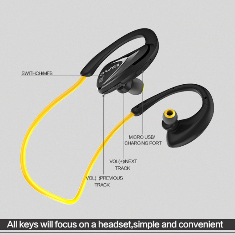 AWEI A880BL Waterproof Sports Bluetooth CSR4.1 Earphone Wireless Stereo Headset With NFC Function