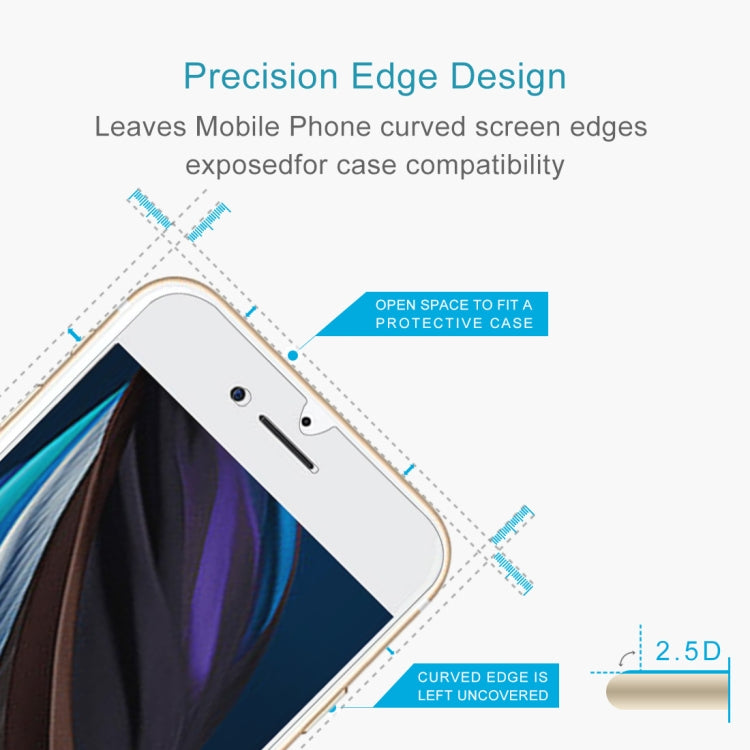 For iPhone SE 2022 / SE 2020 50pcs Large Arc EdgeTempered Glass Film